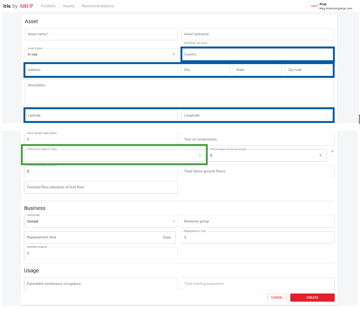 New Asset building characteristics)